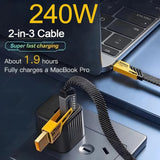 PowerLink 4-in-1 — 240W Super Fast Charging Cable | Type-C, Micro USB & Lightning Compatible
