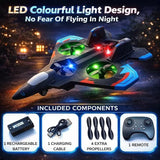 RC Jet Fighter — Remote Control Airplane Toy | 2.4GHz | LED Lights | Rechargeable Battery | Outdoor Flying Toy for Kids & Adults