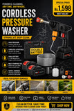 Cordless Car Washer Gun — Double Battery High Pressure Water Spray Gun | Portable Car Cleaning Tool