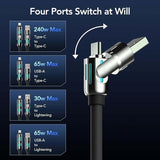 PowerLink 4-in-1 — 240W Super Fast Charging Cable | Type-C, Micro USB & Lightning Compatible